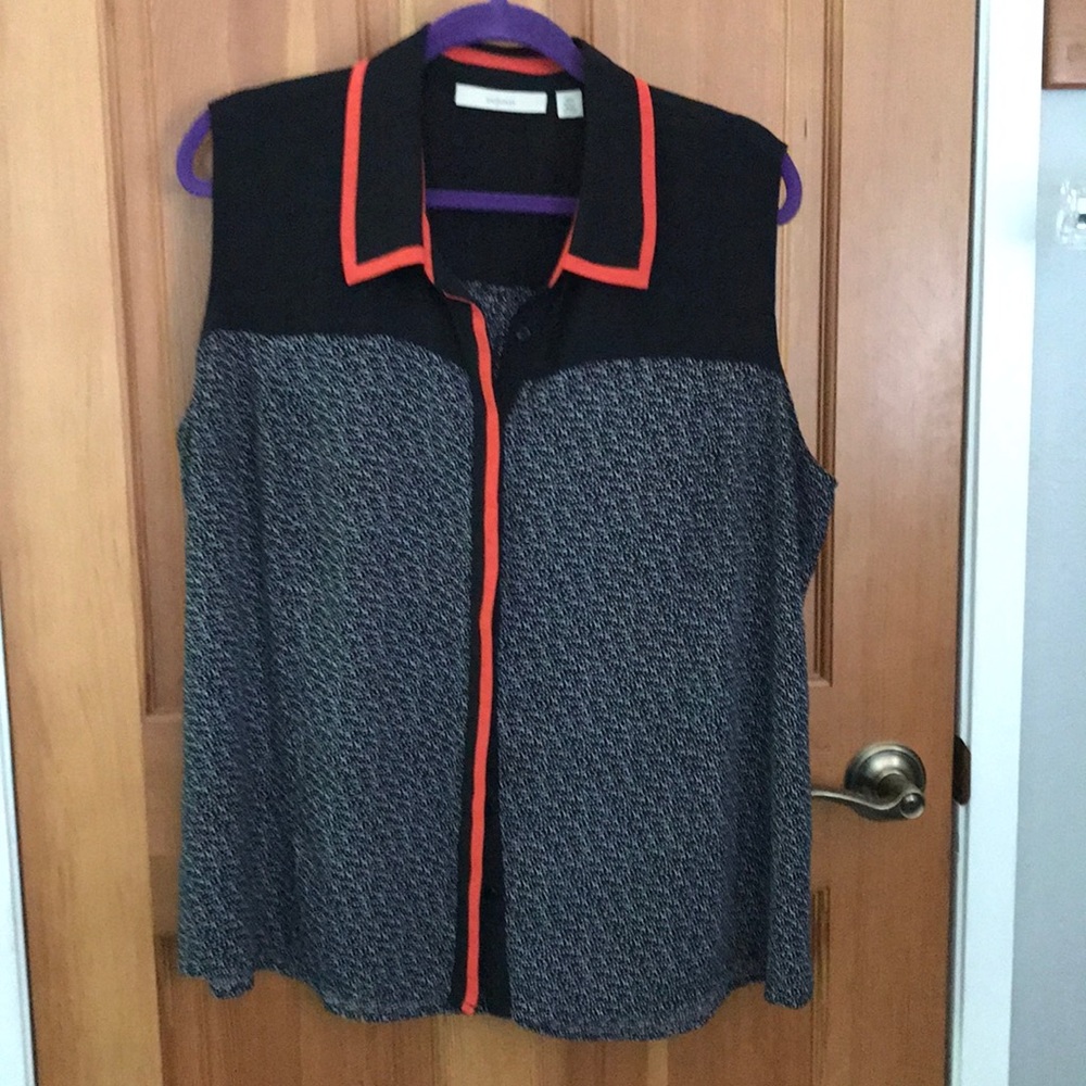 Sejour sleeveless blouse 16W black and orange
